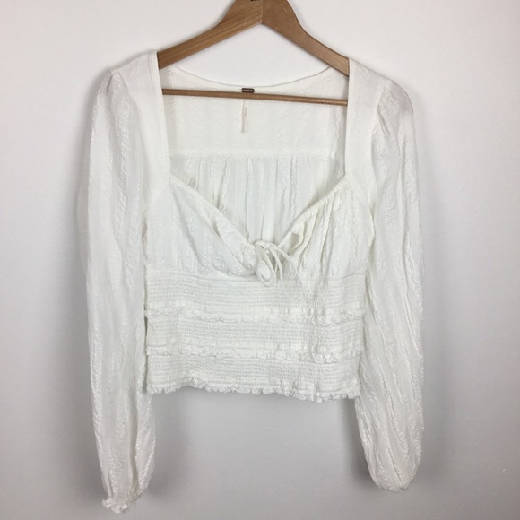 FREE PEOPLE “LOLITA” Pheasant Top in white size S - Picture 3 of 12